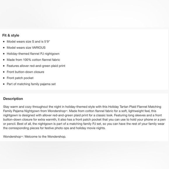 Wondershop At Target Women's Long Sleeve Plaid Button Sleepwear Gown Red Size S - Picture 9 of 9